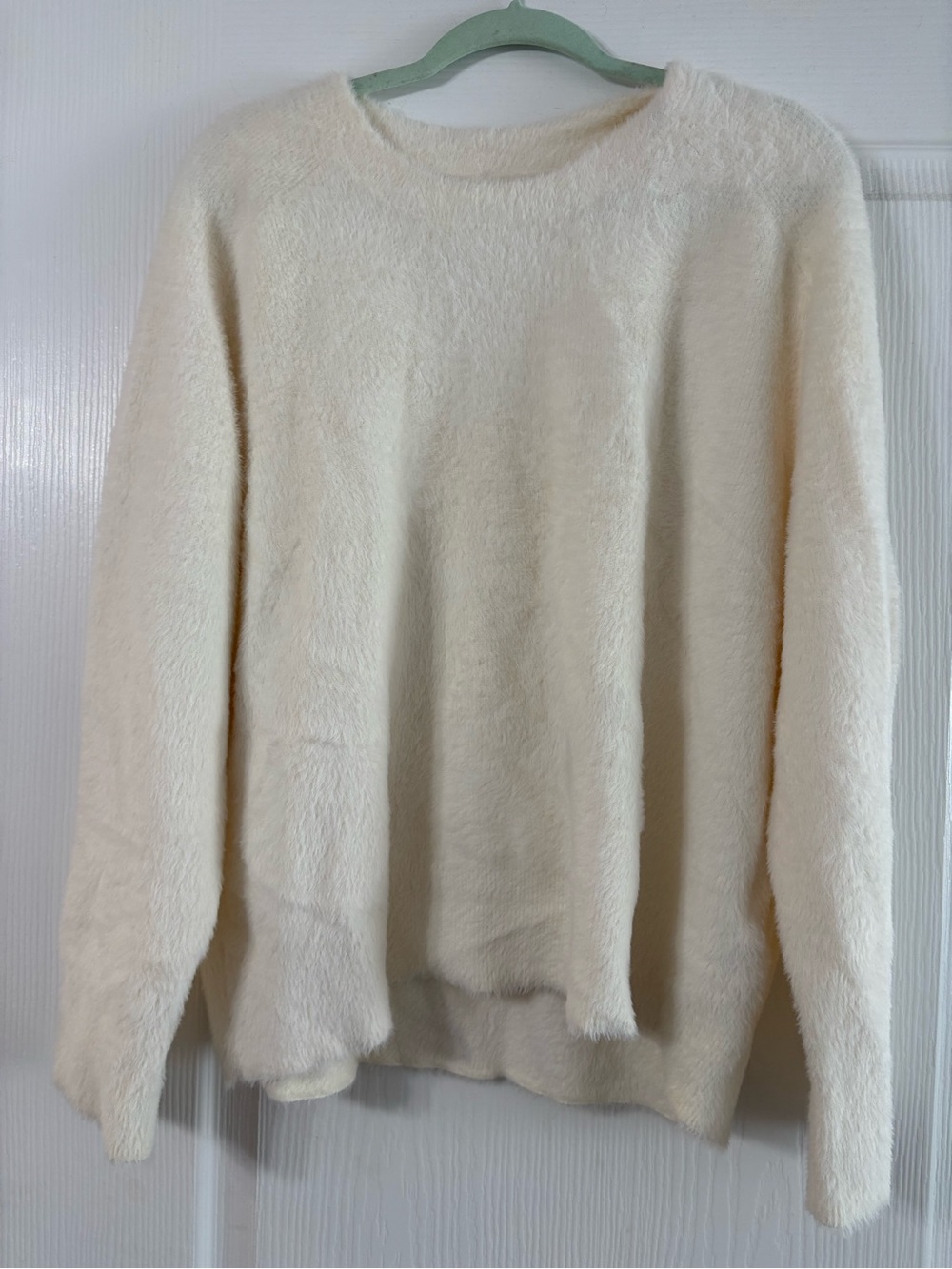 Abercrombie and Fitch Cozy Plush Crewneck Sweater in Cream